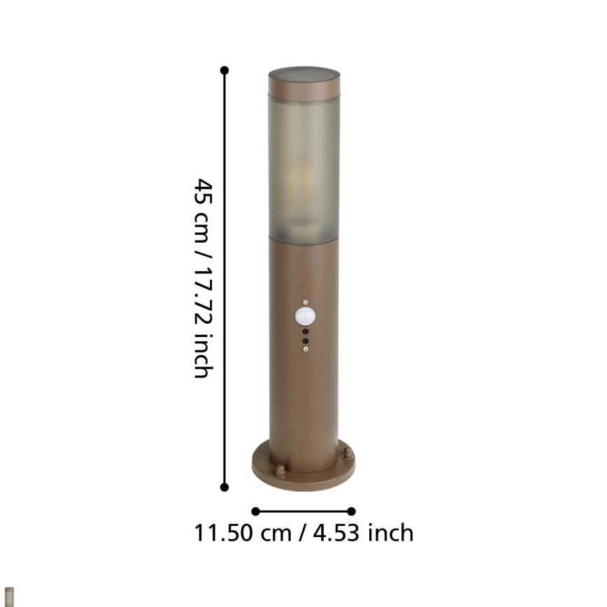 Eglo - Vonkajšia lampa so senzorom 1xE27/15W/230V 45 cm IP44