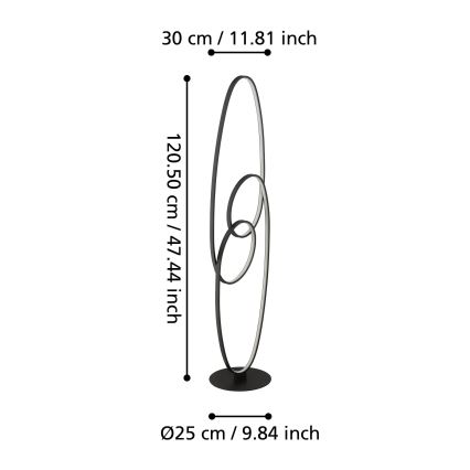 Eglo - LED Stojacia lampa LED/38W/230V 3000K čierna
