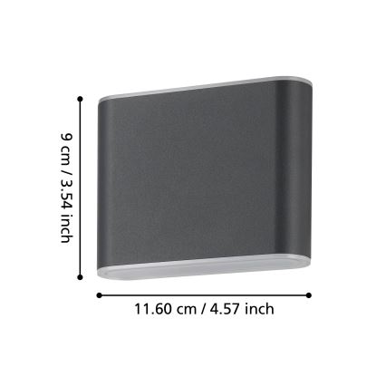 Eglo - LED Vonkajšie nástenné svietidlo 2xLED/2,9W/230V 3000K/4000K/6500K IP65