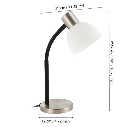 Eglo - Stolná lampa 1xE14/25W/230V čierna/matný chróm