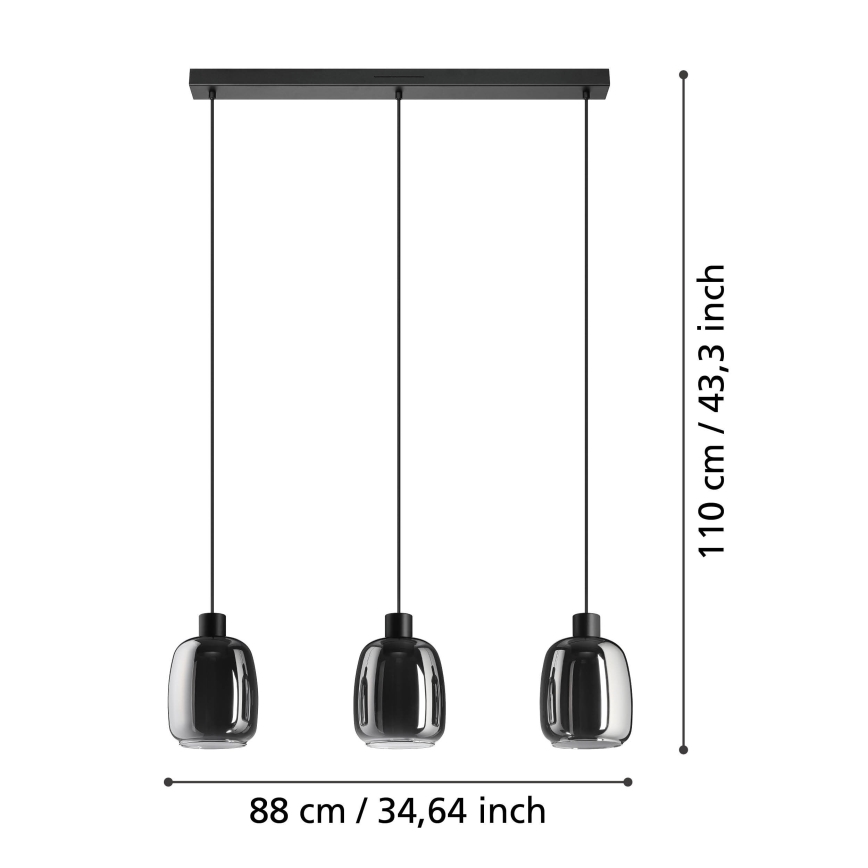 Eglo - LED RGBW Stmievateľný luster na lanku 3xLED/3,7W/230V 2700-6500K šedá