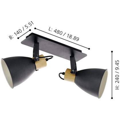 Eglo - Bodové svietidlo 2xE27/40W/230V - FSC certifikované