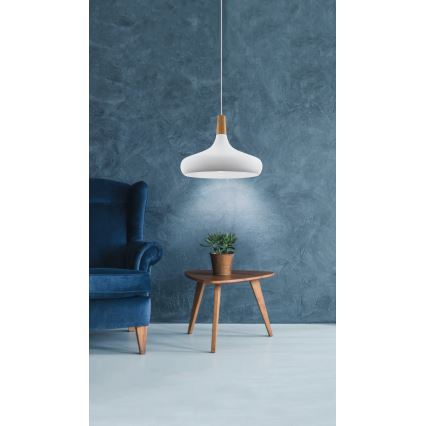 Eglo - Luster na lanku 1xE27/40W/230V pr. 40 cm biela - FSC certifikované