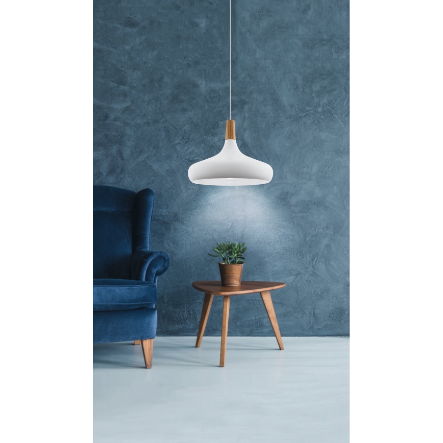 Eglo - Luster na lanku 1xE27/40W/230V pr. 40 cm biela - FSC certifikované