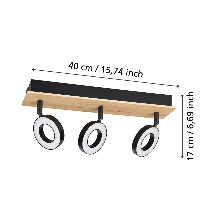 Eglo - LED bodové svietidlo 3xLED/4,2W/230V čierna/hnedá