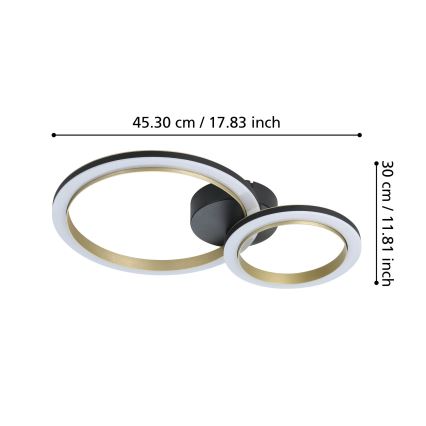 Eglo - LED Stmievateľné stropné svietidlo LED/12W/230V 4000K čierna/zlatá
