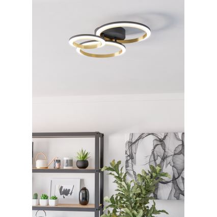 Eglo - LED Stmievateľné stropné svietidlo LED/20W/230V 4000K čierna/zlatá