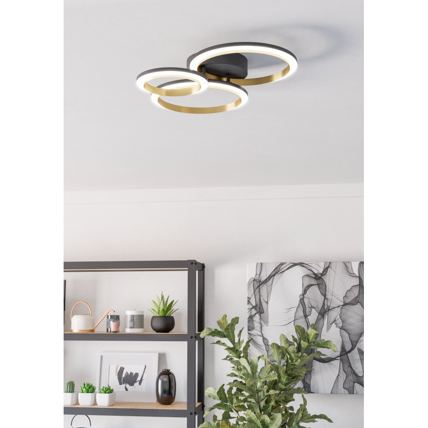 Eglo - LED Stmievateľné stropné svietidlo LED/20W/230V 4000K čierna/zlatá