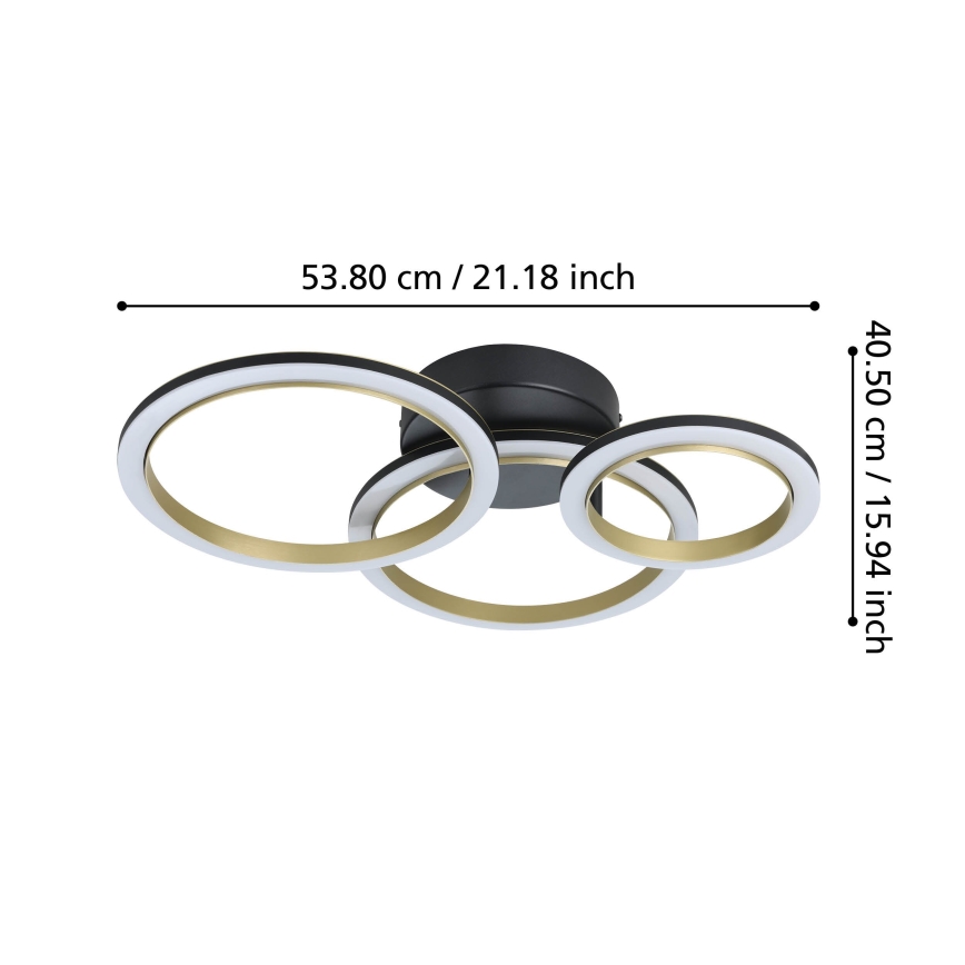 Eglo - LED Stmievateľné stropné svietidlo LED/20W/230V 4000K čierna/zlatá
