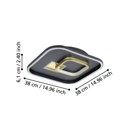 Eglo - LED Stropné svietidlo 1xLED/16,2W/230V + 1xLED/9,2W 38x38 cm čierna/zlatá