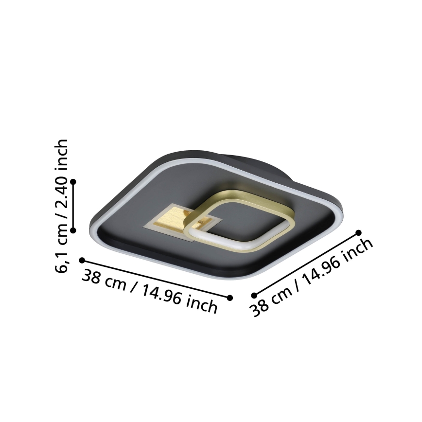 Eglo - LED Stropné svietidlo 1xLED/16,2W/230V + 1xLED/9,2W 38x38 cm čierna/zlatá