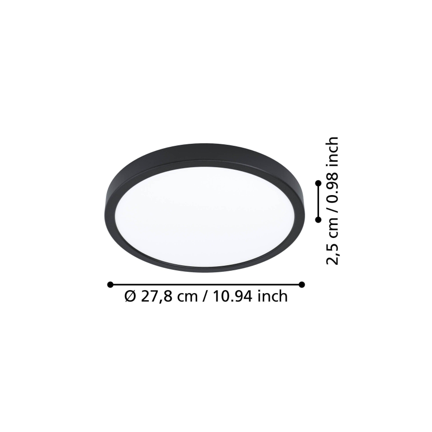 Eglo - LED stropné svietidlo LED/14,2W/230V 2700/4000/6500K, priemer 27,8 cm, čierne