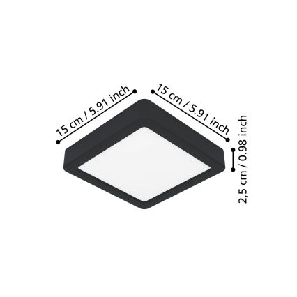 Eglo - LED Stropné svietidlo LED/7W/230V 2700/4000/6500K 15x15cm čierna