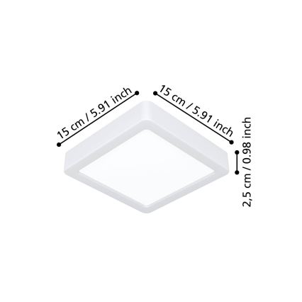 Eglo - LED stropné svietidlo LED/7W/230V 2700/4000/6500K 15x15 cm biela