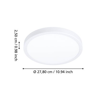 Eglo – LED stropné svietidlo do kúpeľne, 14,2 W, 230 V, Ø 27,8 cm, IP44, biela