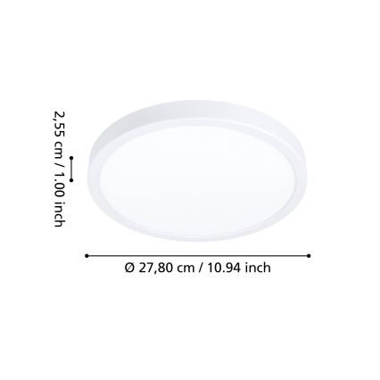Eglo - LED RGBW Stmievateľné kúpeľňové stropné svietidlo LED/14,3W/230V 2700-6500K priemer 27,8 cm IP44 biela