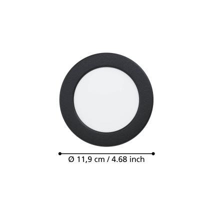 Eglo - LED zapustené stropné svietidlo LED/6,3W/230V 2700/4000/6500K pr. 11,9 cm čierne