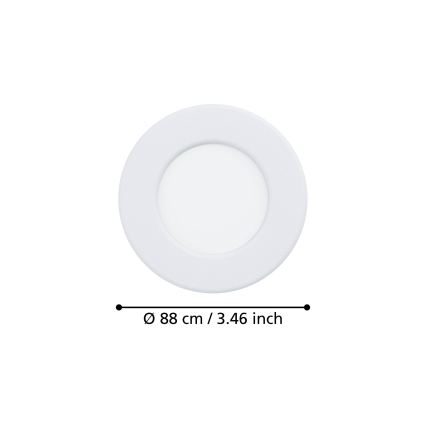 Eglo - LED zapustené stropné svietidlo LED/3,7W/230V 2700/4000/6500K pr. 8,8 cm biela
