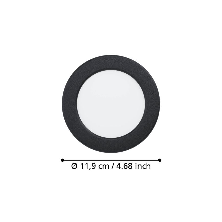 Eglo - LED kúpeľňové zapustené svietidlo LED/6,3W/230V 2700/4000/6500K pr. 11,9 cm IP44 čierna