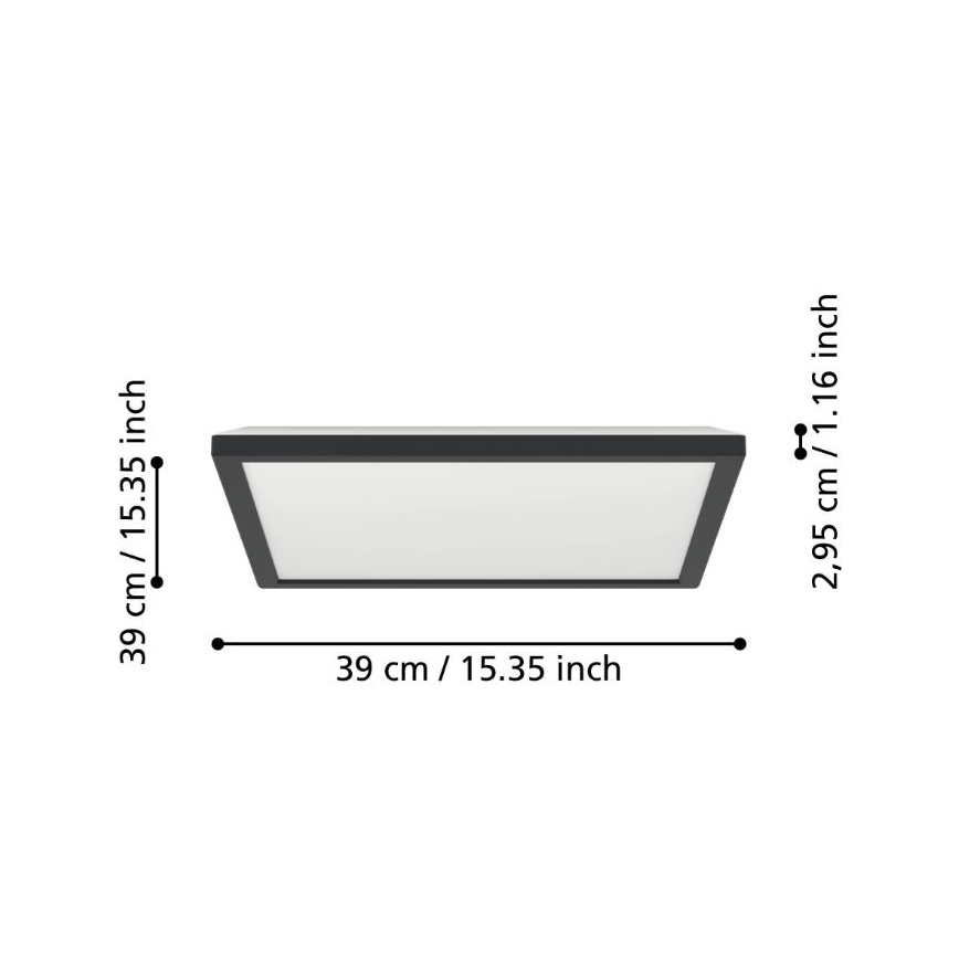 Eglo - LED Kúpeľňové stropné svietidlo LED/17,6W/230V 2700/4000/6500K 39x39 cm IP44 čierna