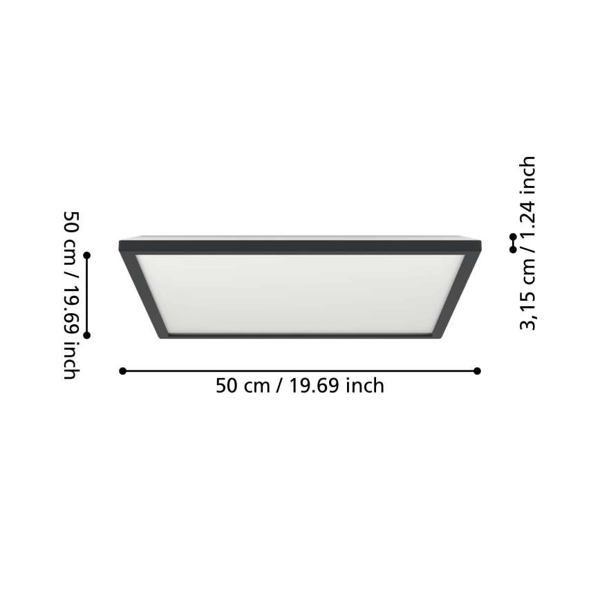 Eglo - LED Kúpeľňové stropné svietidlo LED/17W/230V 2700/4000/6500K 50x50 cm IP44 čierna