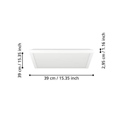 Eglo - LED Kúpeľňové stropné svietidlo LED/17,6W/230V 2700K/4000K/6500K 39x39 cm IP44 biela