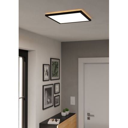 Eglo - LED Stmievateľné kúpeľňové stropné svietidlo LED/17,6W/230V 2700-6500K 39x39 cm IP44 čierna + diaľkové ovládanie
