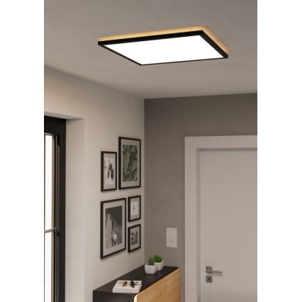 Eglo 901457 - LED Stmievateľné kúpeľňové stropné svietidlo LED/17W/230V 2700-6500K 50x50 cm IP44 čierna + diaľkové ovládanie