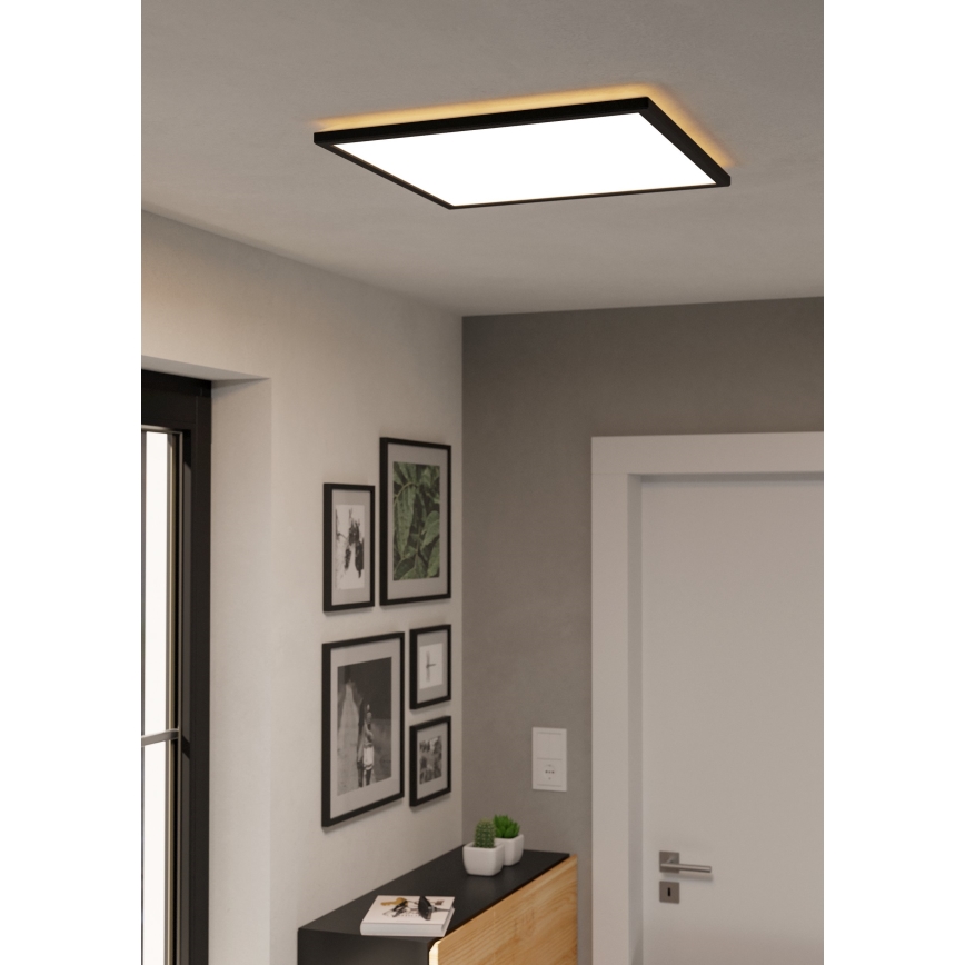 Eglo 901457 - LED Stmievateľné kúpeľňové stropné svietidlo LED/17W/230V 2700-6500K 50x50 cm IP44 čierna + diaľkové ovládanie