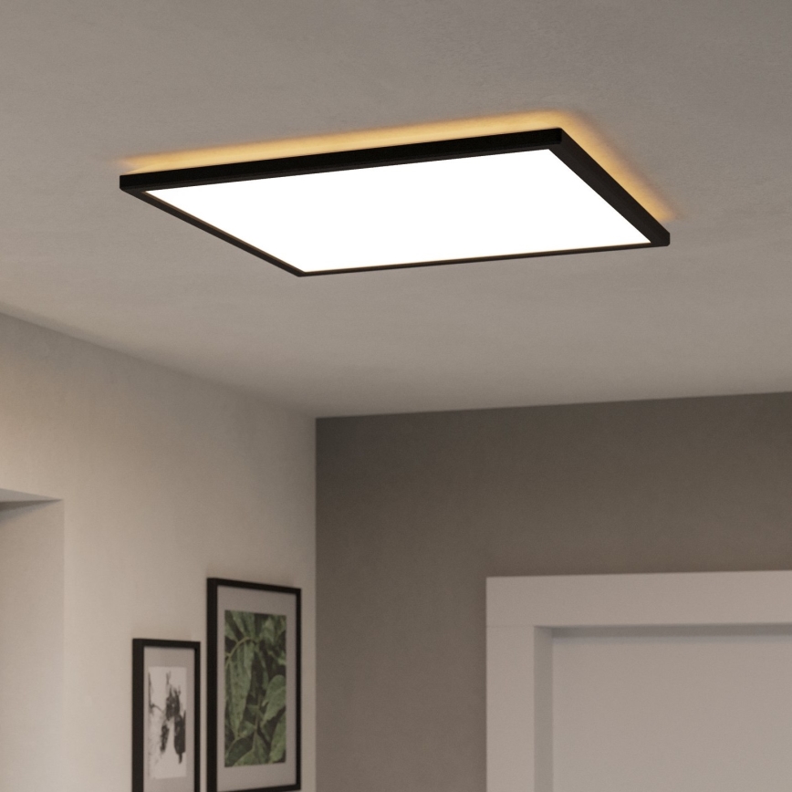Eglo 901457 - LED Stmievateľné kúpeľňové stropné svietidlo LED/17W/230V 2700-6500K 50x50 cm IP44 čierna + diaľkové ovládanie