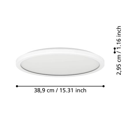 Eglo - LED Stmievateľné kúpeľňové stropné svietidlo LED/18,5W/230V 2700-6500K pr. 38,9 cm IP44 biela + diaľkové ovládanie