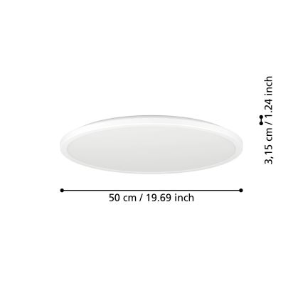 Eglo - LED Stmievateľné kúpeľňové stropné svietidlo LED/16,8W/230V 2700-6500K pr.50 cm IP44 biela + diaľkové ovládanie