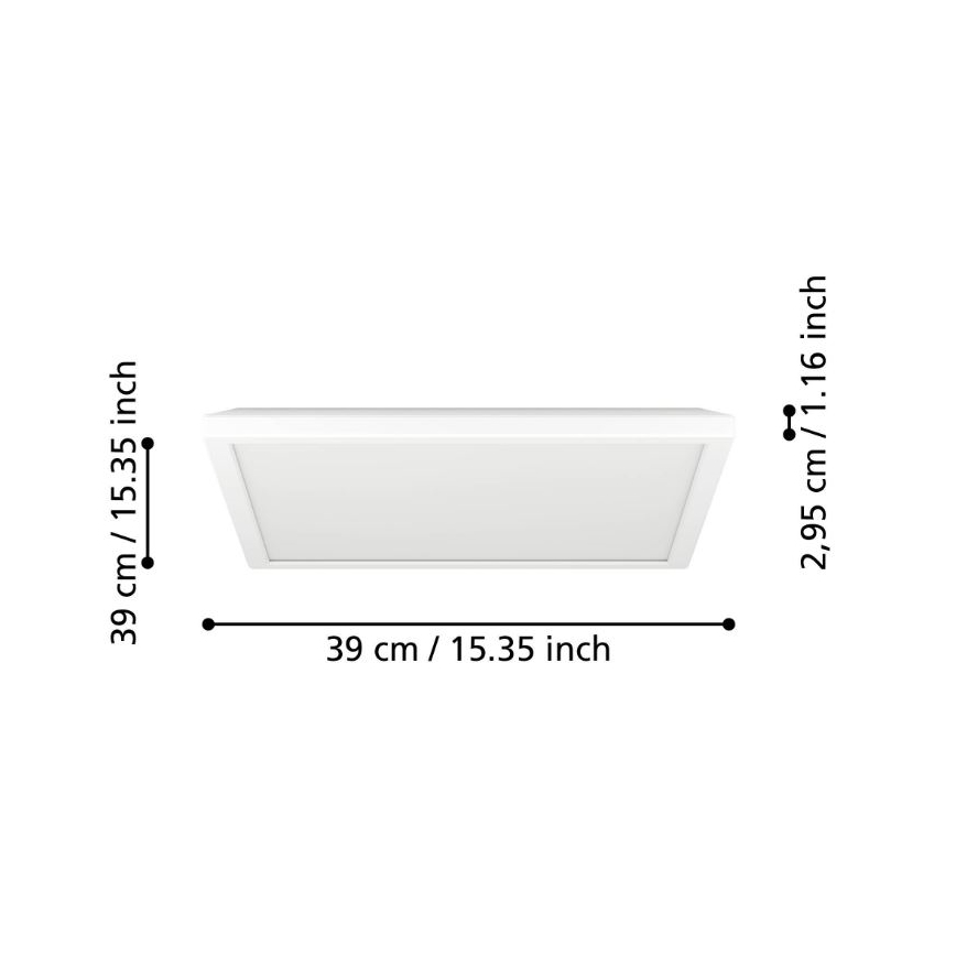 Eglo - LED Stmievateľné kúpeľňové stropné svietidlo LED/17,6W/230V 2700-6500K 39x39 cm IP44 biela + diaľkové ovládanie