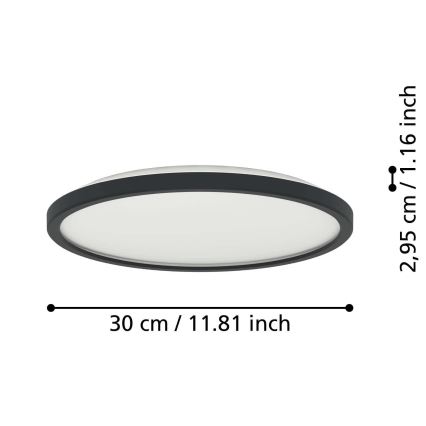 Eglo - LED RGBW Stmievateľné kúpeľňové stropné svietidlo LED/13,9W/230V 2700-6500K pr. 30 cm IP44 čierna ZigBee