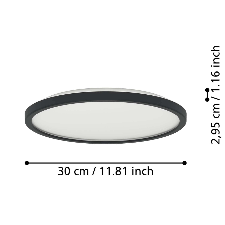 Eglo - LED RGBW Stmievateľné kúpeľňové stropné svietidlo LED/13,9W/230V 2700-6500K pr. 30 cm IP44 čierna ZigBee