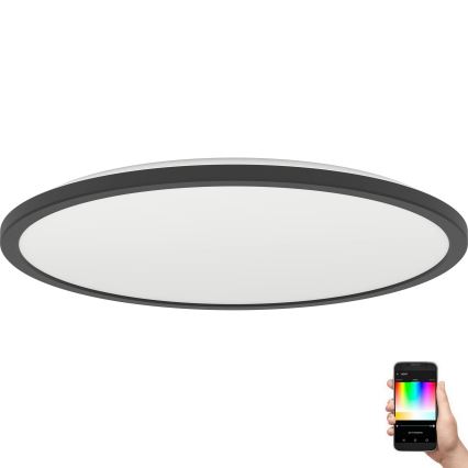 Eglo - LED RGBW Stmievateľné kúpeľňové stropné svietidlo LED/16,8W/230V 2700-6500K pr. 50 cm IP44 čierna ZigBee