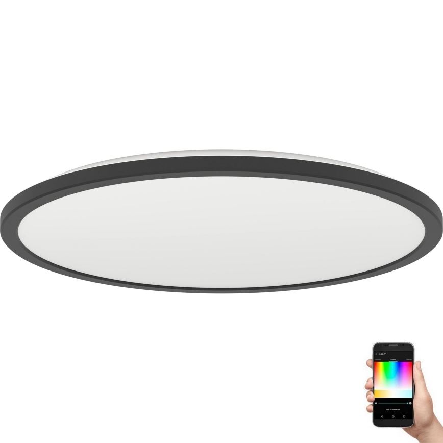 Eglo - LED RGBW Stmievateľné kúpeľňové stropné svietidlo LED/16,8W/230V 2700-6500K pr. 50 cm IP44 čierna ZigBee