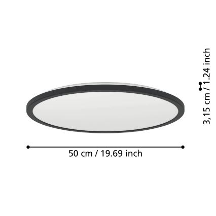 Eglo - LED RGBW Stmievateľné kúpeľňové stropné svietidlo LED/16,8W/230V 2700-6500K pr. 50 cm IP44 čierna ZigBee