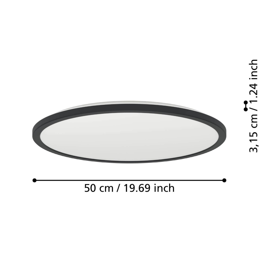 Eglo - LED RGBW Stmievateľné kúpeľňové stropné svietidlo LED/16,8W/230V 2700-6500K pr. 50 cm IP44 čierna ZigBee