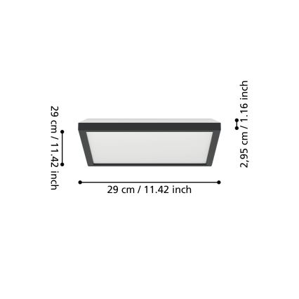 Eglo - LED RGBW Stmievateľné kúpeľňové stropné svietidlo LED/13,4W/230V 2700-6500K 29x29 cm IP44 čierna
