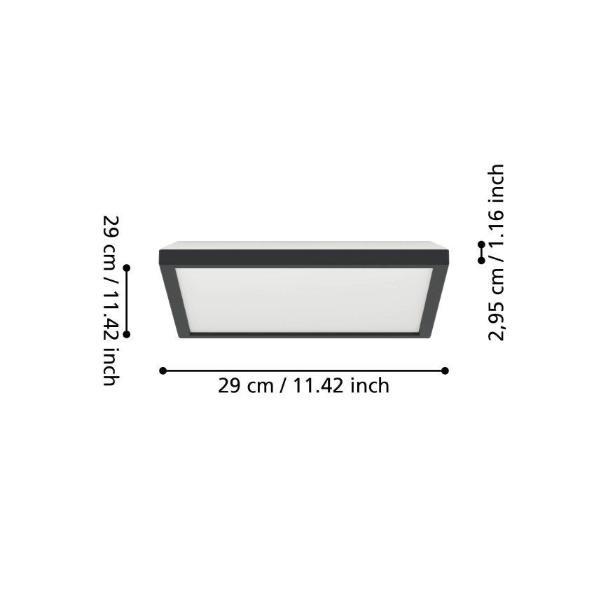 Eglo - LED RGBW Stmievateľné kúpeľňové stropné svietidlo LED/13,4W/230V 2700-6500K 29x29 cm IP44 čierna