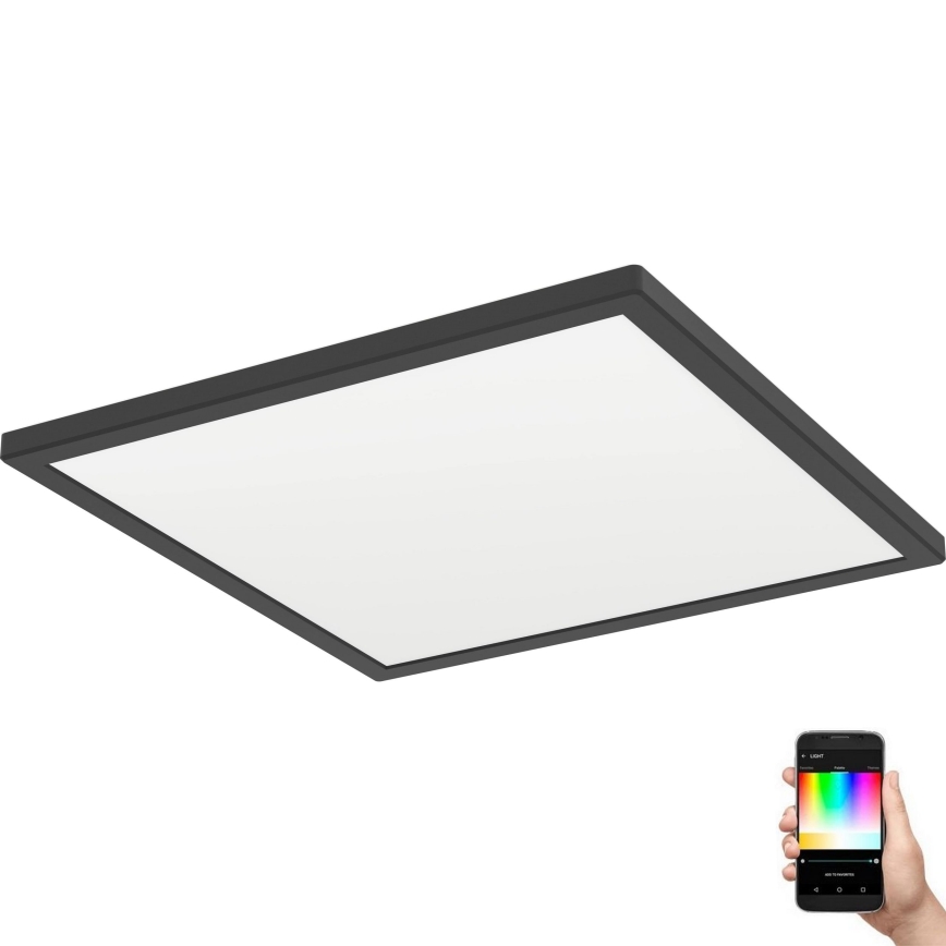 Eglo - LED RGBW Stmievateľné kúpeľňové stropné svietidlo LED/17,6W/230V 2700-6500K 39x39 cm IP44 čierna ZigBee