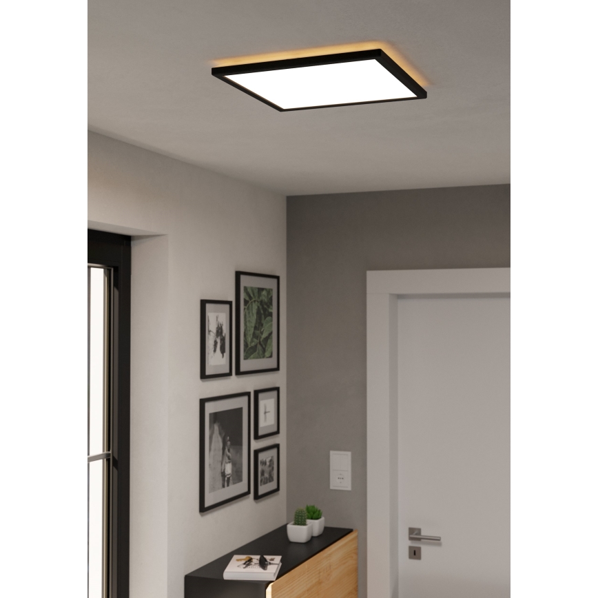 Eglo - LED RGBW Stmievateľné kúpeľňové stropné svietidlo LED/17,6W/230V 2700-6500K 39x39 cm IP44 čierna ZigBee
