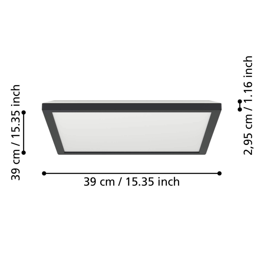 Eglo - LED RGBW Stmievateľné kúpeľňové stropné svietidlo LED/17,6W/230V 2700-6500K 39x39 cm IP44 čierna ZigBee