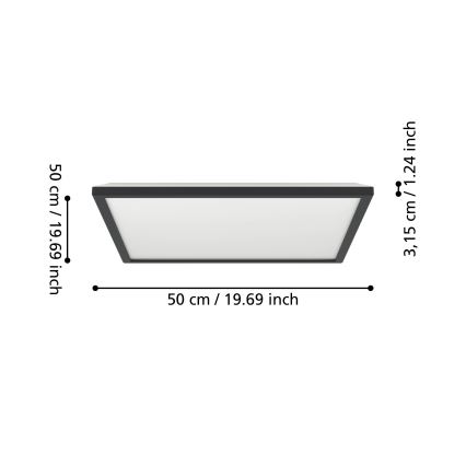Eglo - LED RGBW Stmievateľné kúpeľňové stropné svietidlo LED/17W/230V 2700-6500K 50x50cm IP44 čierna ZigBee