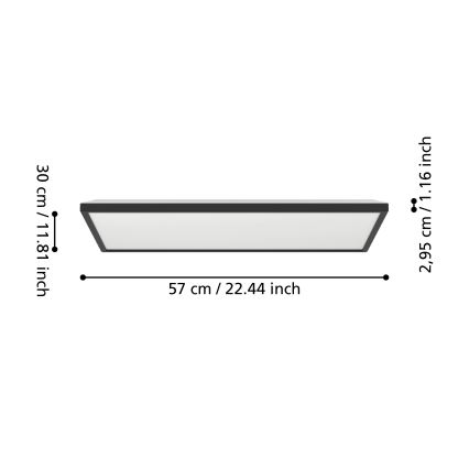 Eglo - LED RGBW Stmievateľné kúpeľňové stropné svietidlo LED/17,2W/230V 2700-6500K 30x57cm IP44 čierna ZigBee