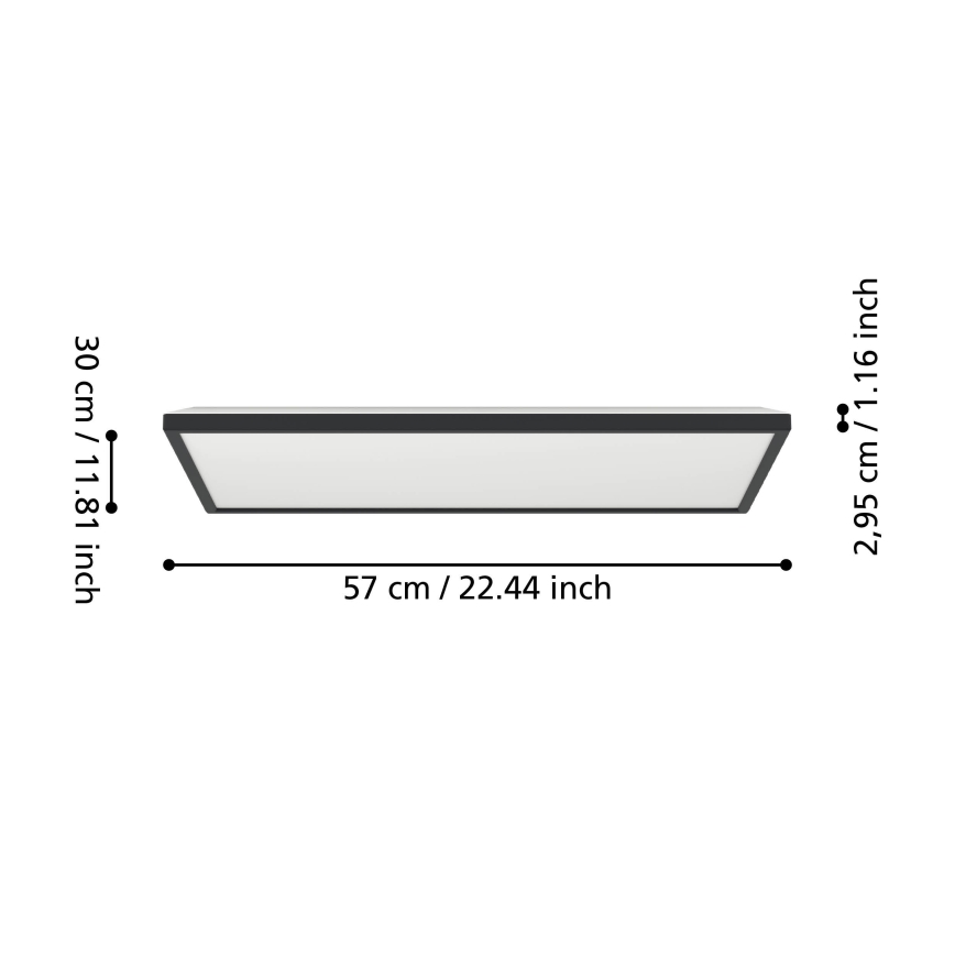 Eglo - LED RGBW Stmievateľné kúpeľňové stropné svietidlo LED/17,2W/230V 2700-6500K 30x57cm IP44 čierna ZigBee