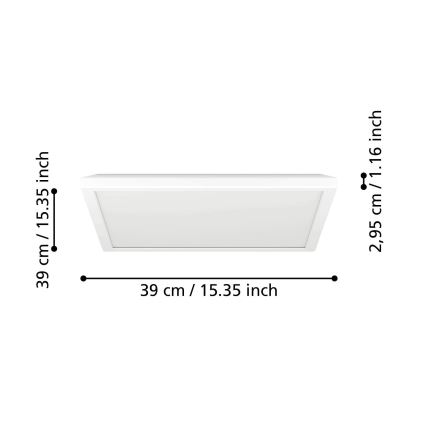 Eglo - LED RGBW Stmievateľné kúpeľňové stropné svietidlo LED/17,6W/230V 2700-6500K 39x39 cm IP44 biela ZigBee