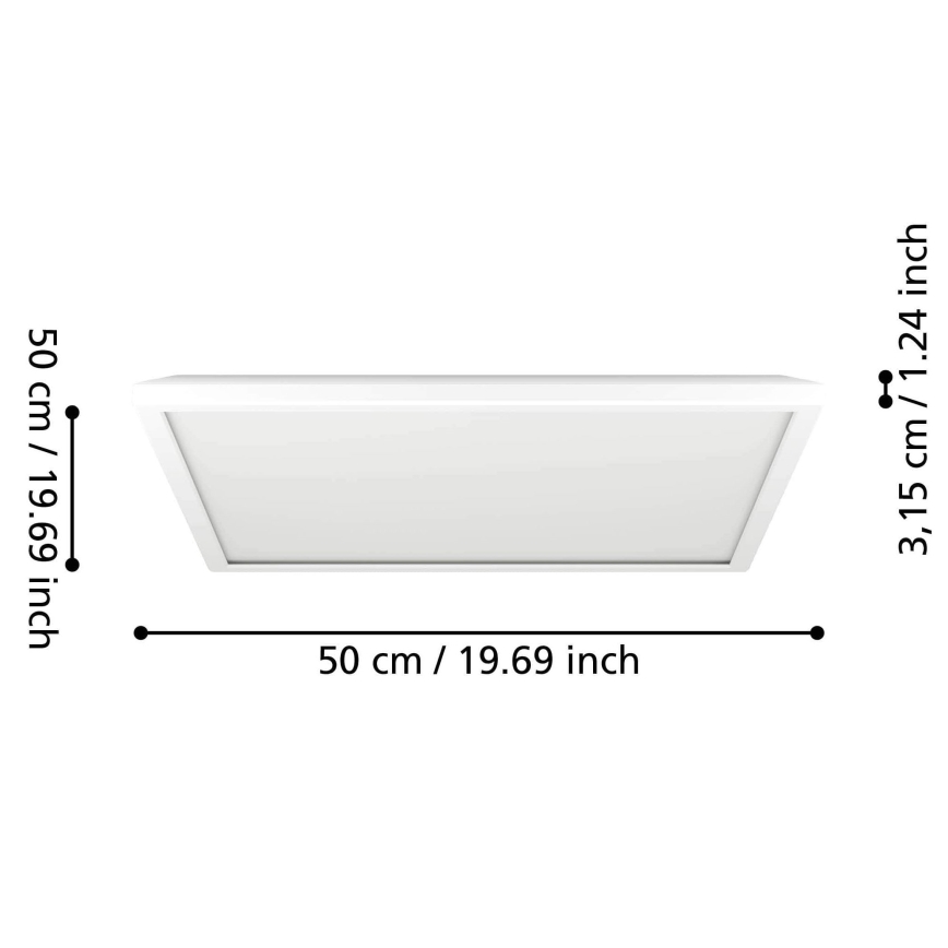 Eglo - LED RGBW Stmievateľné kúpeľňové stropné svietidlo LED/17W/230V 2700-6500K 50x50 cm IP44 biela ZigBee