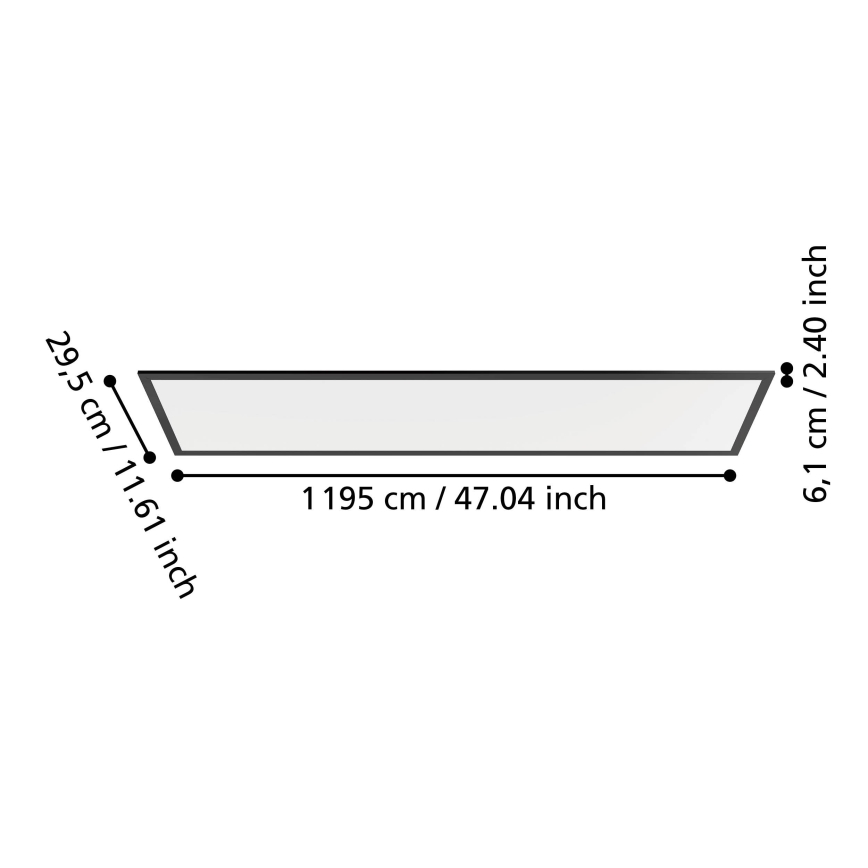 Eglo - LED prisadený panel LED/33W/230V 2700/4000/6500K 120x30 cm čierny